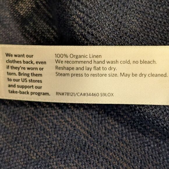 Eileen Fisher Linen 3X Sheer Knit Open Front Short Sleeve Duster Cardigan -Navy - Picture 6 of 6